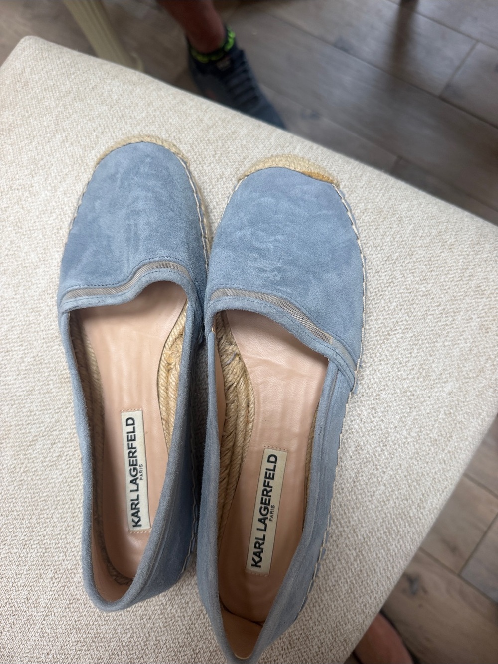 Karl Lagerfeld Blue Suede Espadrille Flats